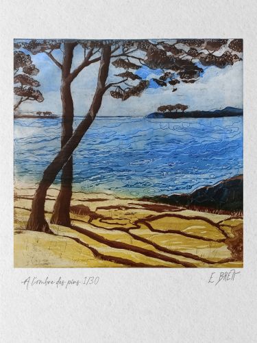 A l'ombre des pins - 30x30cm (eau forte et aquatinte)